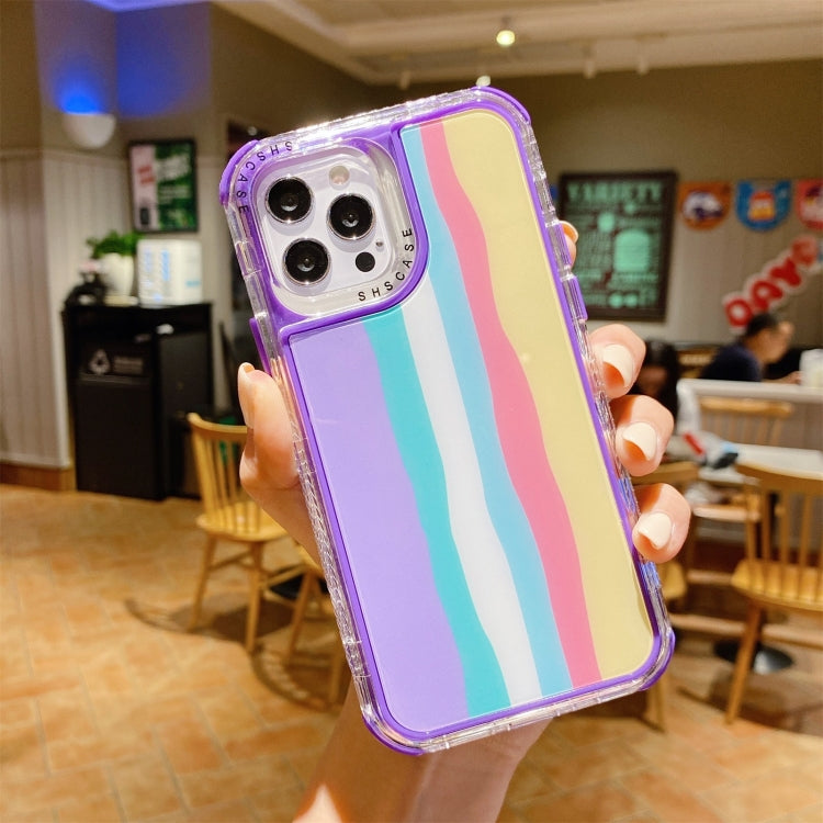For iPhone 11 Rainbow TPU + PC Glass Shockproof Case