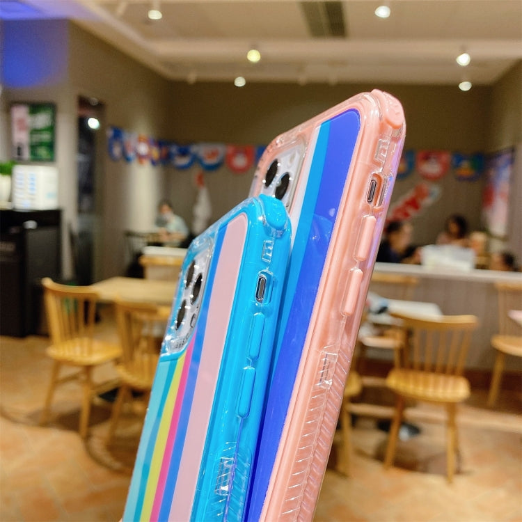 For iPhone 11 Pro Rainbow TPU + PC Glass Shockproof Case