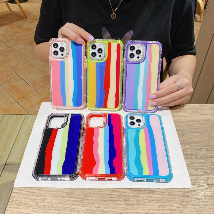 For iPhone 11 Pro Max Rainbow TPU + PC Glass Shockproof Case