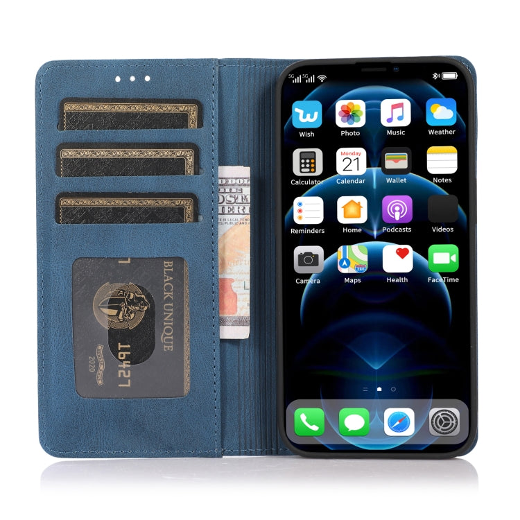 For iPhone 13 Strong Magnetic Crazy Horse Texture Horizontal Flip Leather Case with Holder & Card Slots & Wallet