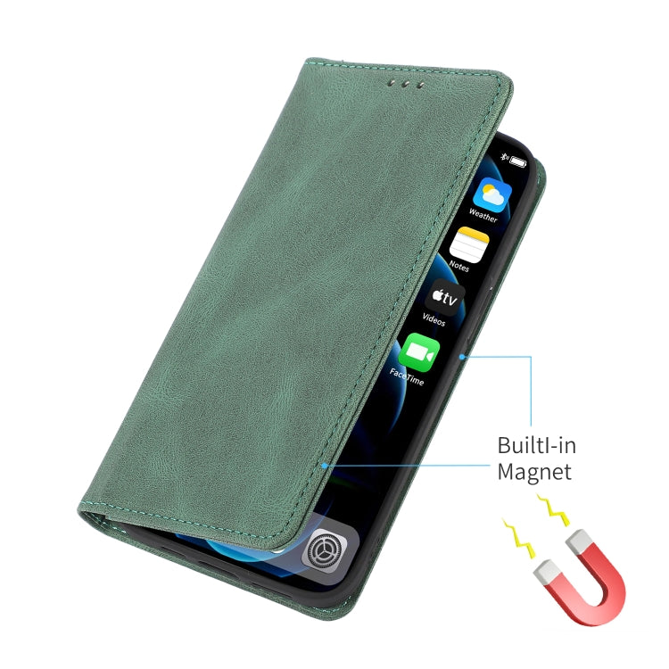 For iPhone 13 Strong Magnetic Crazy Horse Texture Horizontal Flip Leather Case with Holder & Card Slots & Wallet