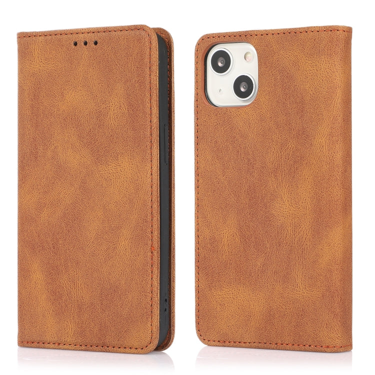 For iPhone 13 Strong Magnetic Crazy Horse Texture Horizontal Flip Leather Case with Holder & Card Slots & Wallet
