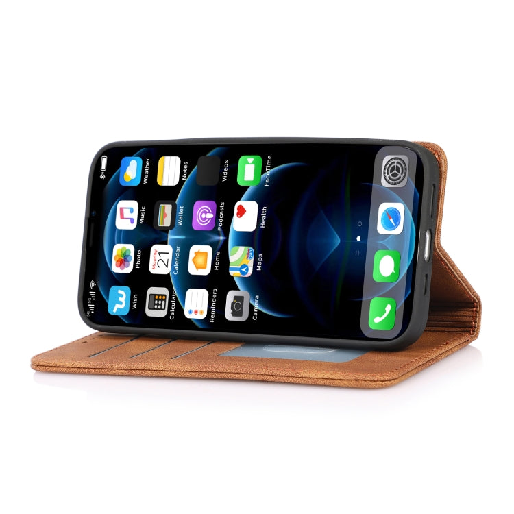 For iPhone 13 Strong Magnetic Crazy Horse Texture Horizontal Flip Leather Case with Holder & Card Slots & Wallet