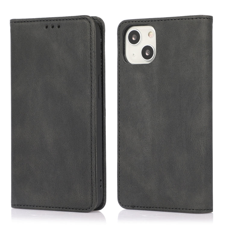 For iPhone 13 Strong Magnetic Crazy Horse Texture Horizontal Flip Leather Case with Holder & Card Slots & Wallet