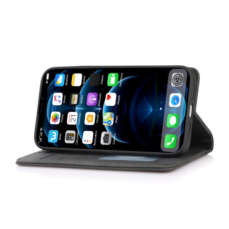 For iPhone 13 Strong Magnetic Crazy Horse Texture Horizontal Flip Leather Case with Holder & Card Slots & Wallet