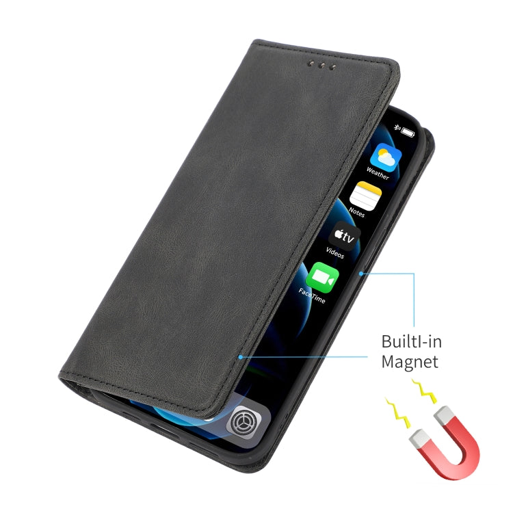 For iPhone 13 Strong Magnetic Crazy Horse Texture Horizontal Flip Leather Case with Holder & Card Slots & Wallet