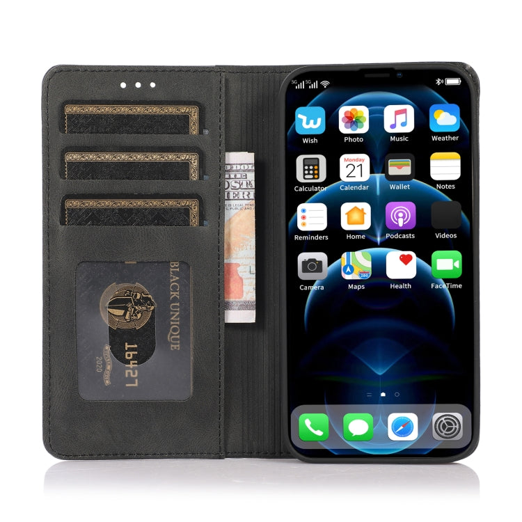 For iPhone 13 Pro Max Strong Magnetic Crazy Horse Texture Horizontal Flip Leather Case with Holder & Card Slots & Wallet