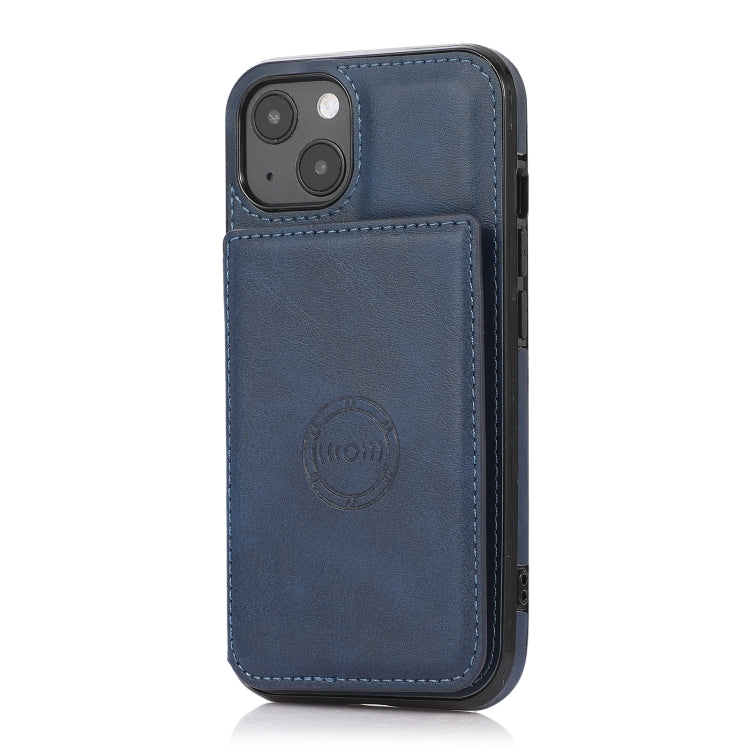 For iPhone 13 Calf Texture Magnetic Card Bag PU Shockproof Case with Holder & Card Slot