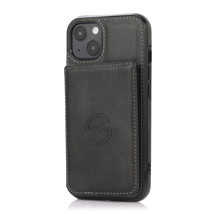 For iPhone 13 Calf Texture Magnetic Card Bag PU Shockproof Case with Holder & Card Slot