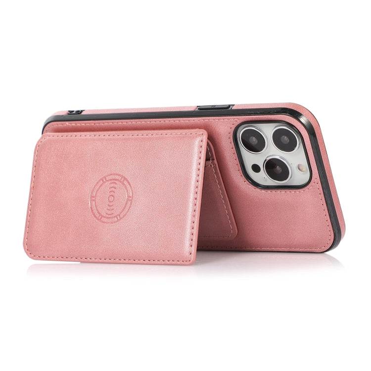 For iPhone 13 Pro Max Calf Texture Magnetic Card Bag PU Shockproof Case with Holder & Card Slot
