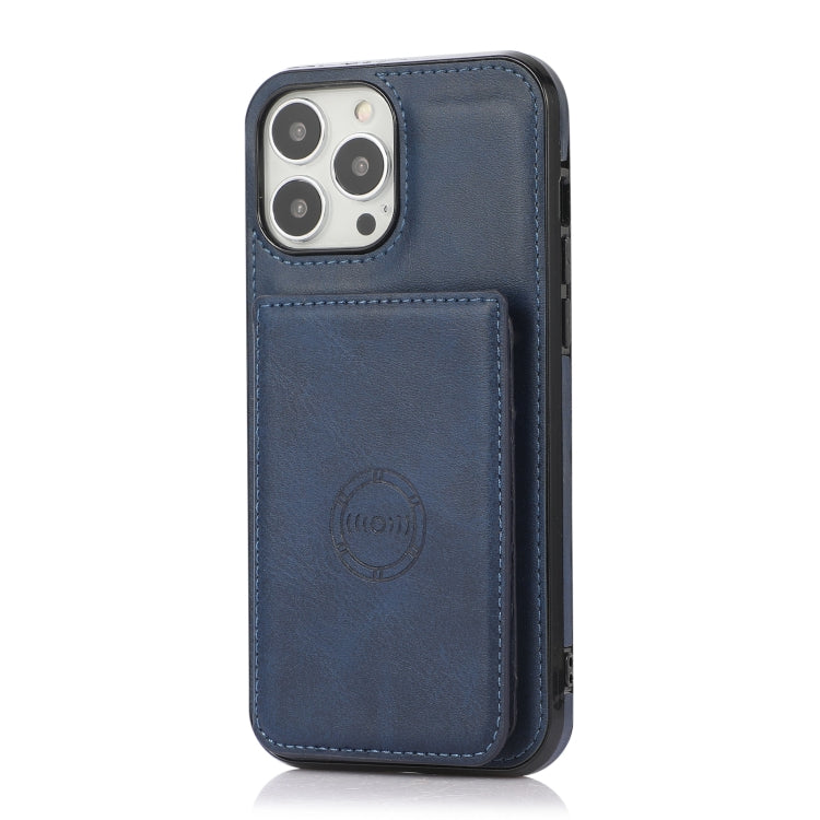 For iPhone 13 Pro Max Calf Texture Magnetic Card Bag PU Shockproof Case with Holder & Card Slot