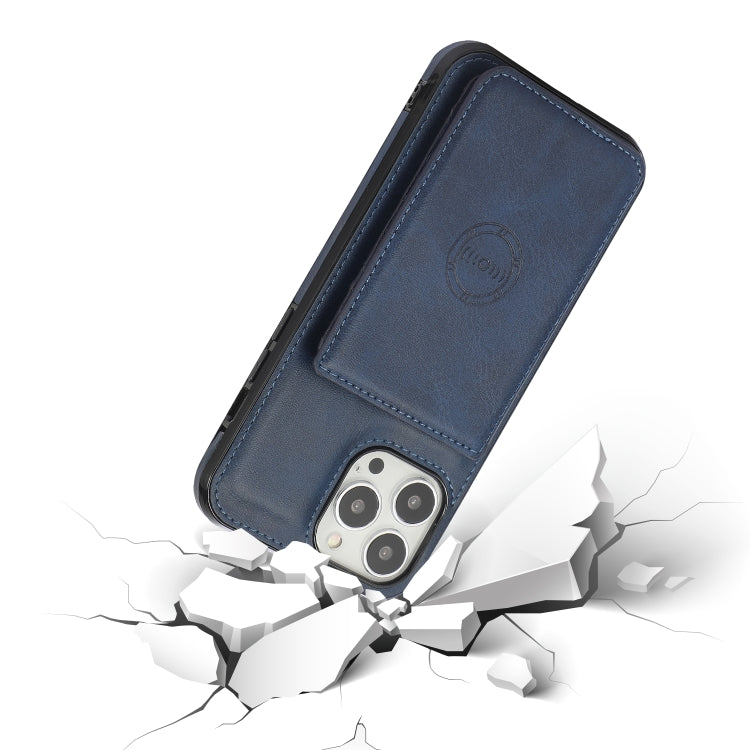 For iPhone 13 Pro Max Calf Texture Magnetic Card Bag PU Shockproof Case with Holder & Card Slot