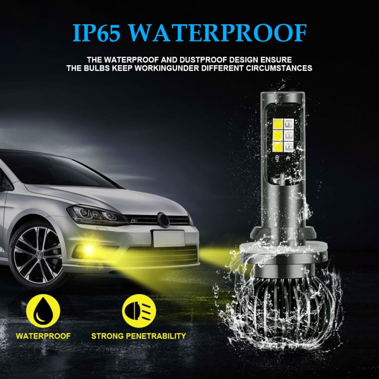 2 PCS EV14 880 / 881 DC9-32V / 3000LM / 30W / 8000K+3000K IP65 Car LED Double Color Fog Light with 12LEDs CSP Lamp Beads(Ice Blue Light + Amber Light)