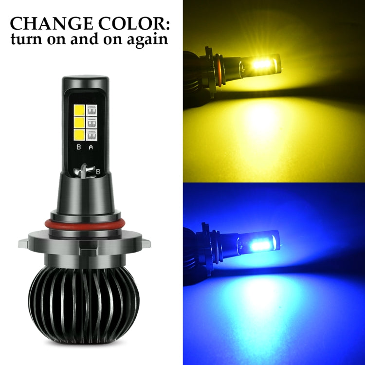 2 PCS EV14 9005 / 9006 DC9-32V / 3000LM / 30W / 8000K+3000K IP65 Car LED Double Color Fog Light with 12LEDs CSP Lamp Beads(Ice Blue Light + Amber Light)