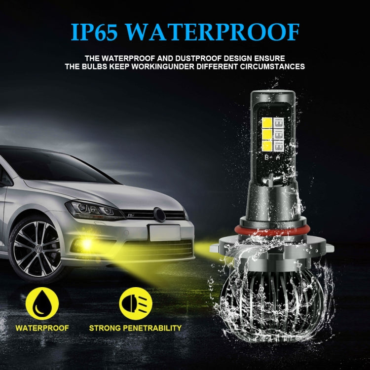 2 PCS EV14 9005 / 9006 DC9-32V / 3000LM / 30W / 8000K+3000K IP65 Car LED Double Color Fog Light with 12LEDs CSP Lamp Beads(Ice Blue Light + Amber Light)