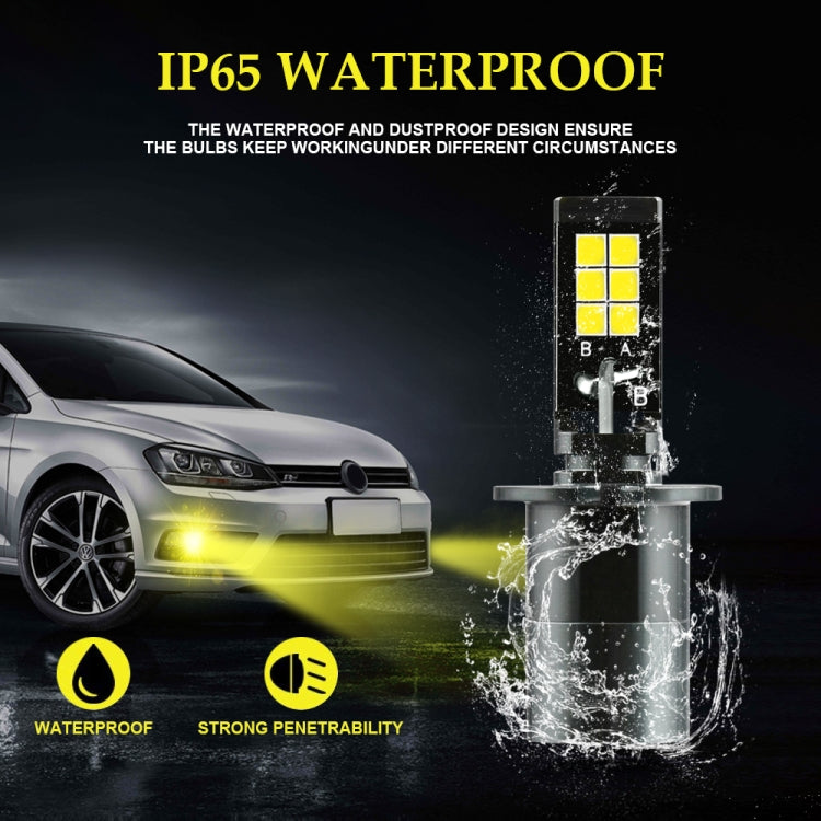 2 PCS EV15 H3 DC9-32V / 3000LM / 30W / 6000K+3000K IP65 Car LED Double Color Fog Light with 12LEDs CSP Lamp Beads(White Light + Amber Light)