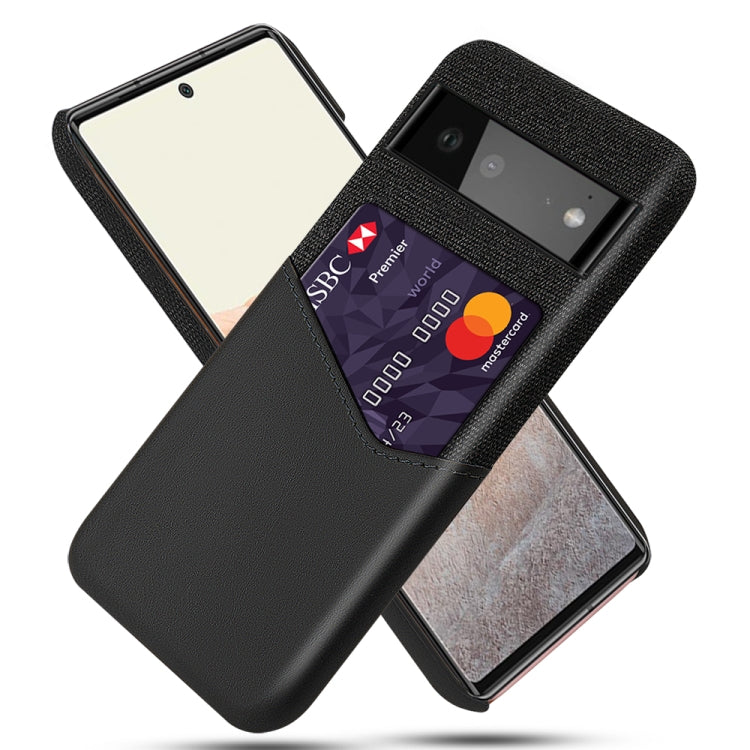 For Google Pixel 6 Cloth Texture PC + PU Leather Back Cover Shockproof Case with Card Slot
