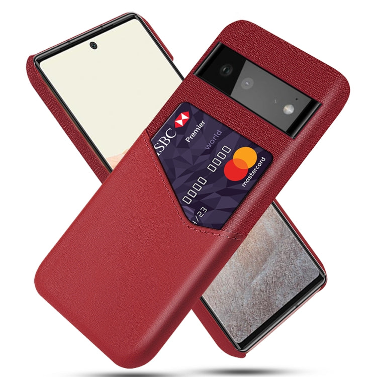 For Google Pixel 6 Cloth Texture PC + PU Leather Back Cover Shockproof Case with Card Slot