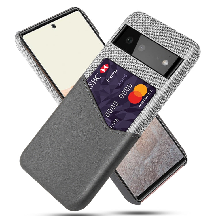 For Google Pixel 6 Cloth Texture PC + PU Leather Back Cover Shockproof Case with Card Slot