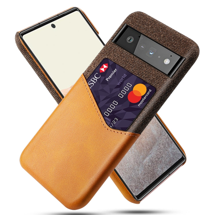 For Google Pixel 6 Pro Cloth Texture PC + PU Leather Back Cover Shockproof Case with Card Slot