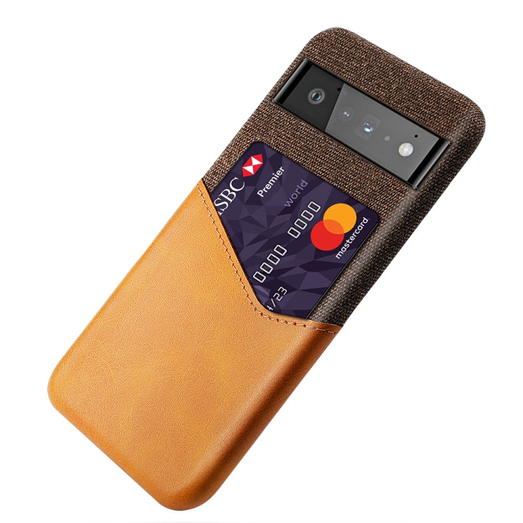 For Google Pixel 6 Pro Cloth Texture PC + PU Leather Back Cover Shockproof Case with Card Slot