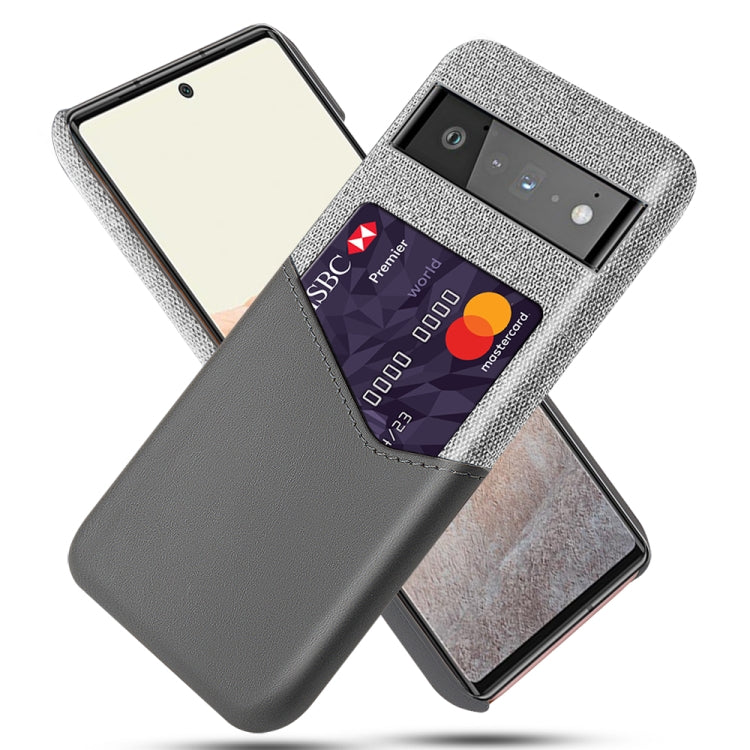 For Google Pixel 6 Pro Cloth Texture PC + PU Leather Back Cover Shockproof Case with Card Slot