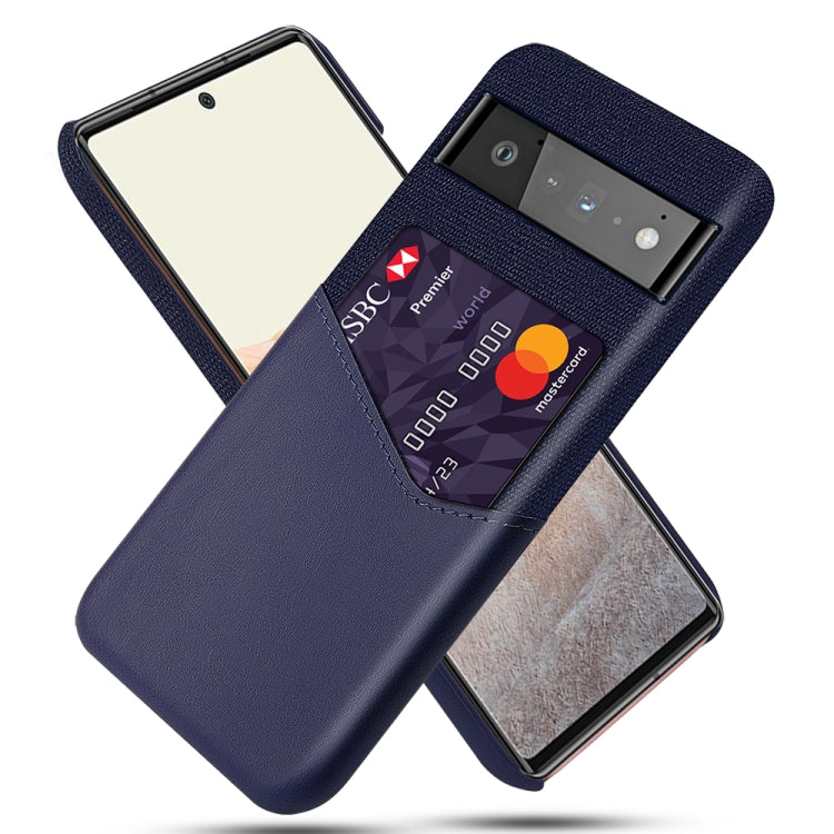 For Google Pixel 6 Pro Cloth Texture PC + PU Leather Back Cover Shockproof Case with Card Slot
