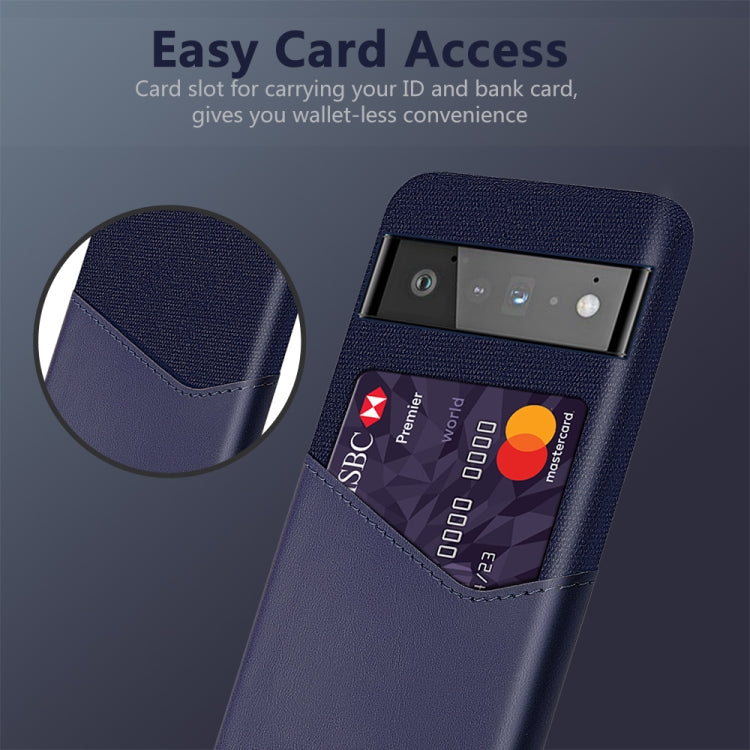For Google Pixel 6 Pro Cloth Texture PC + PU Leather Back Cover Shockproof Case with Card Slot