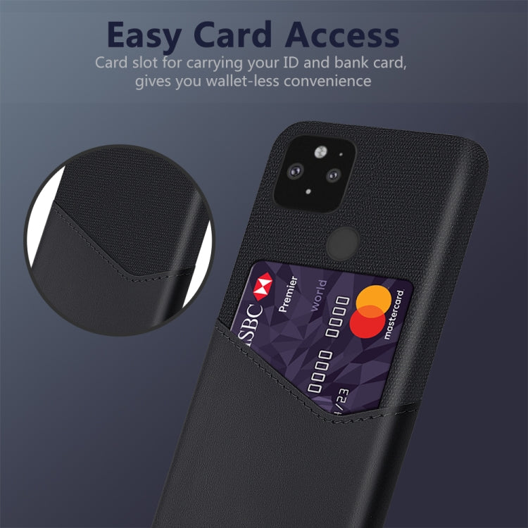 For Google Pixel 5 Cloth Texture PC + PU Leather Back Cover Shockproof Case with Card Slot