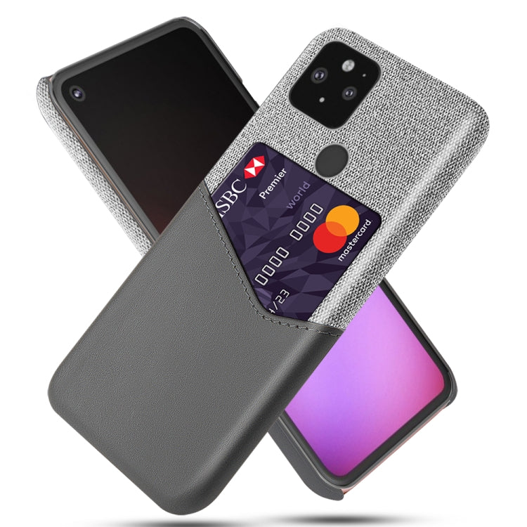 For Google Pixel 5 Cloth Texture PC + PU Leather Back Cover Shockproof Case with Card Slot