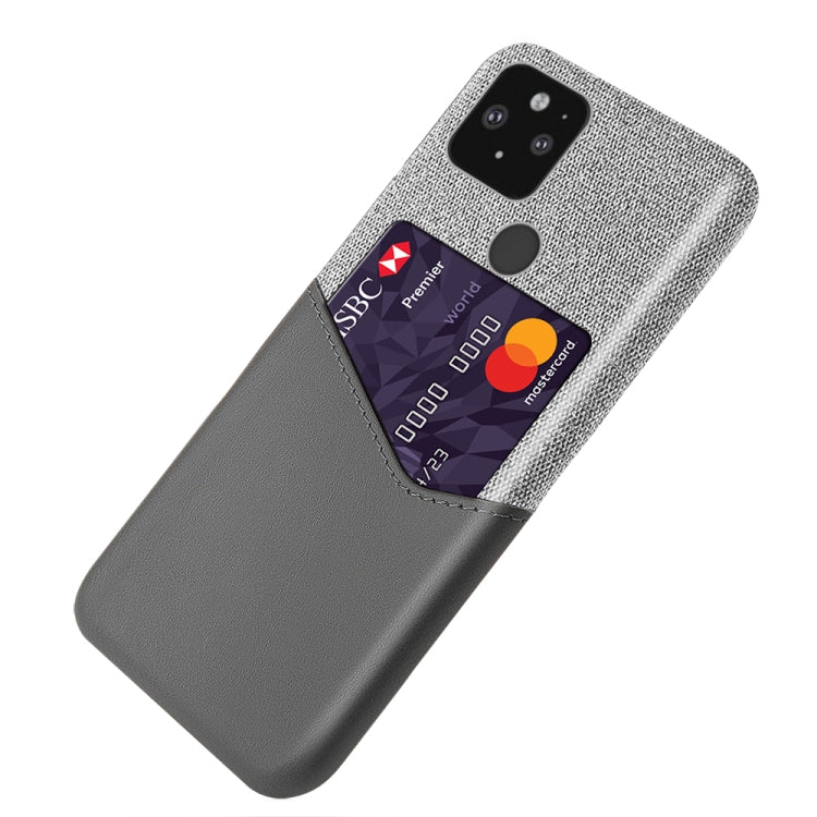 For Google Pixel 5 Cloth Texture PC + PU Leather Back Cover Shockproof Case with Card Slot