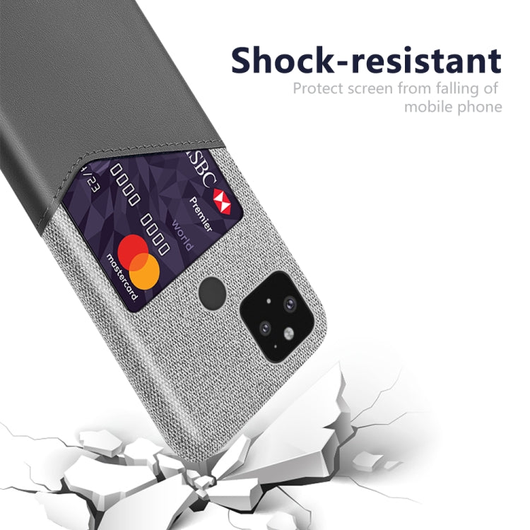 For Google Pixel 5 Cloth Texture PC + PU Leather Back Cover Shockproof Case with Card Slot