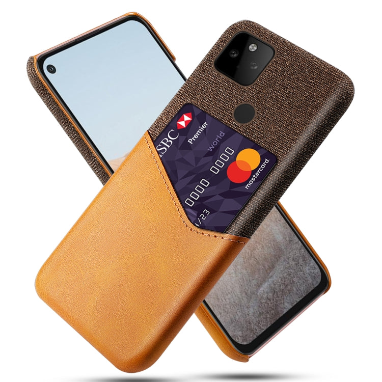 For Google Pixel 5a 5G Cloth Texture PC + PU Leather Back Cover Shockproof Case with Card Slot
