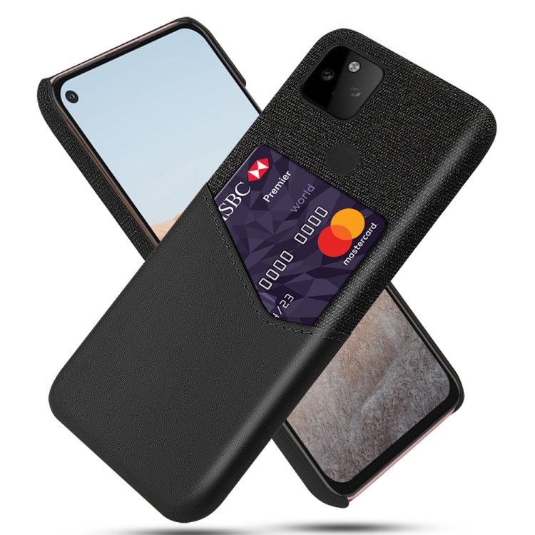 For Google Pixel 5a 5G Cloth Texture PC + PU Leather Back Cover Shockproof Case with Card Slot