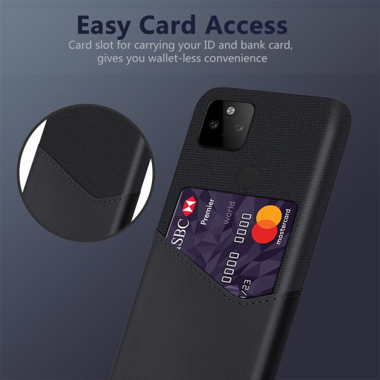For Google Pixel 5a 5G Cloth Texture PC + PU Leather Back Cover Shockproof Case with Card Slot