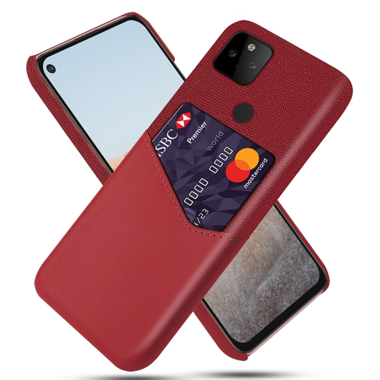 For Google Pixel 5a 5G Cloth Texture PC + PU Leather Back Cover Shockproof Case with Card Slot