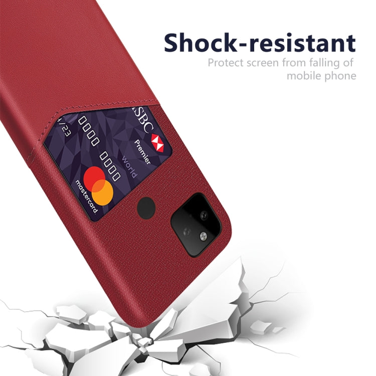 For Google Pixel 5a 5G Cloth Texture PC + PU Leather Back Cover Shockproof Case with Card Slot