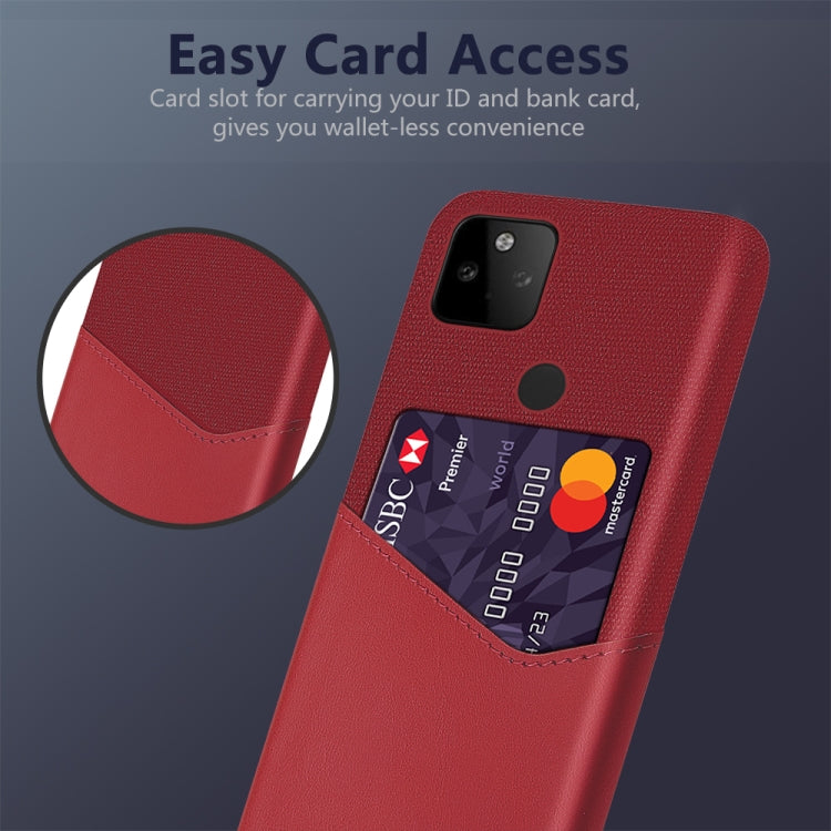 For Google Pixel 5a 5G Cloth Texture PC + PU Leather Back Cover Shockproof Case with Card Slot