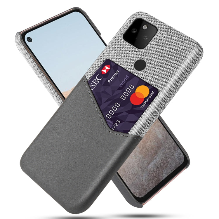 For Google Pixel 5a 5G Cloth Texture PC + PU Leather Back Cover Shockproof Case with Card Slot