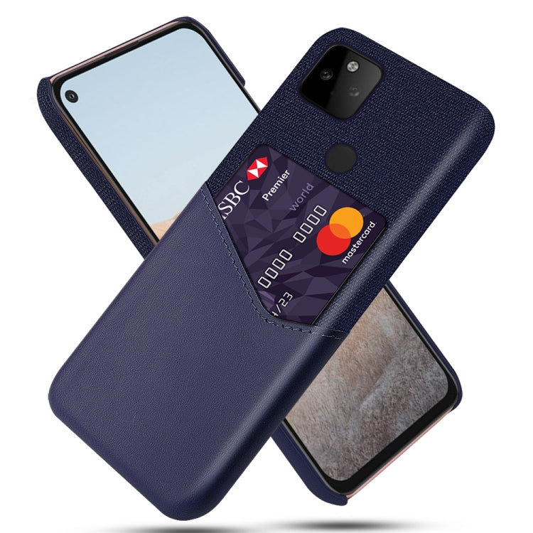For Google Pixel 5a 5G Cloth Texture PC + PU Leather Back Cover Shockproof Case with Card Slot