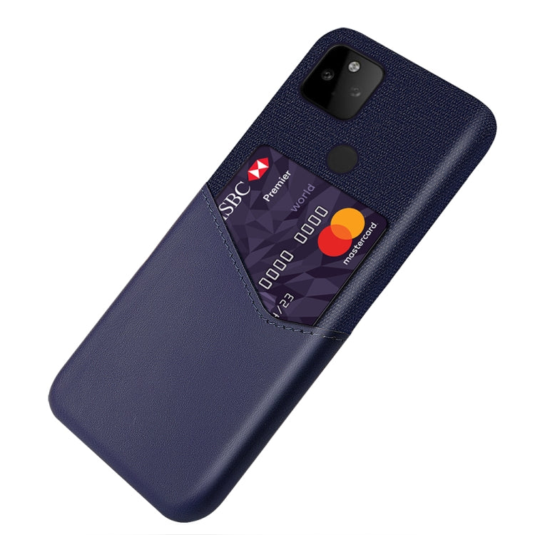 For Google Pixel 5a 5G Cloth Texture PC + PU Leather Back Cover Shockproof Case with Card Slot