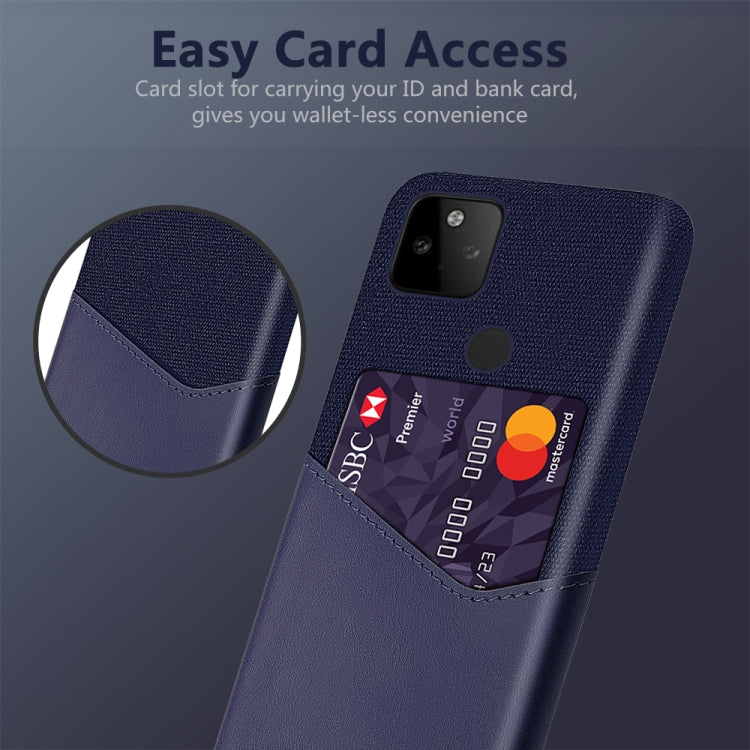 For Google Pixel 5a 5G Cloth Texture PC + PU Leather Back Cover Shockproof Case with Card Slot