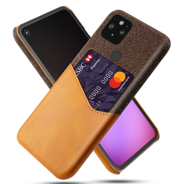 For Google Pixel 5 XL Cloth Texture PC + PU Leather Back Cover Shockproof Case with Card Slot