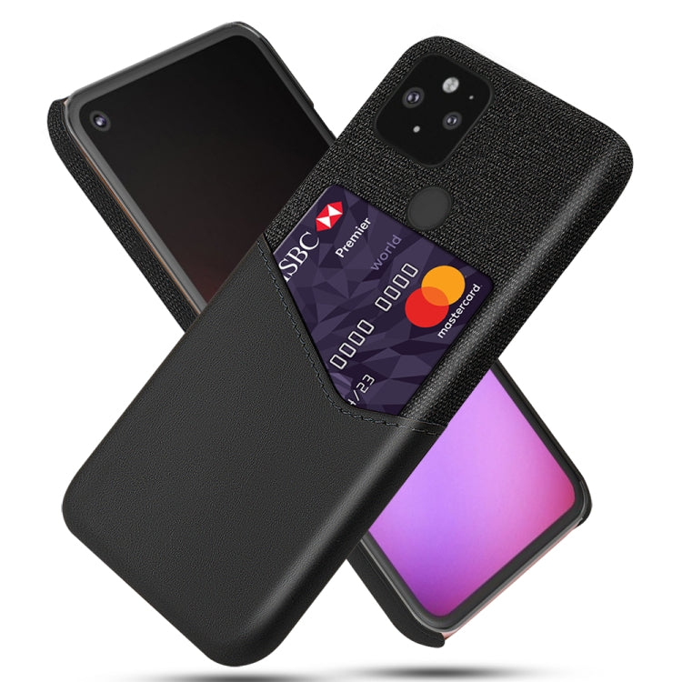 For Google Pixel 5 XL Cloth Texture PC + PU Leather Back Cover Shockproof Case with Card Slot