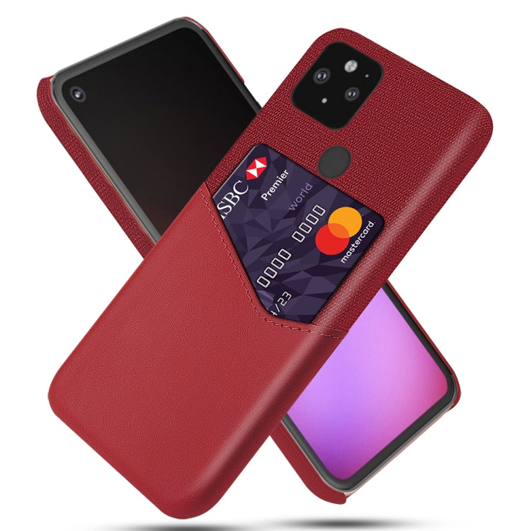 For Google Pixel 5 XL Cloth Texture PC + PU Leather Back Cover Shockproof Case with Card Slot