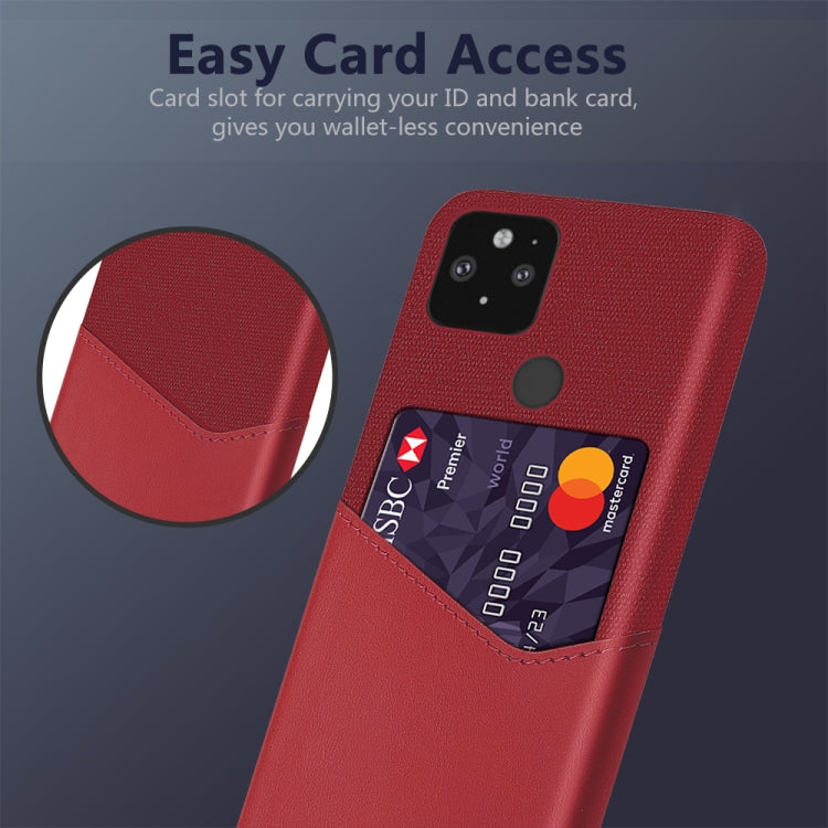 For Google Pixel 5 XL Cloth Texture PC + PU Leather Back Cover Shockproof Case with Card Slot