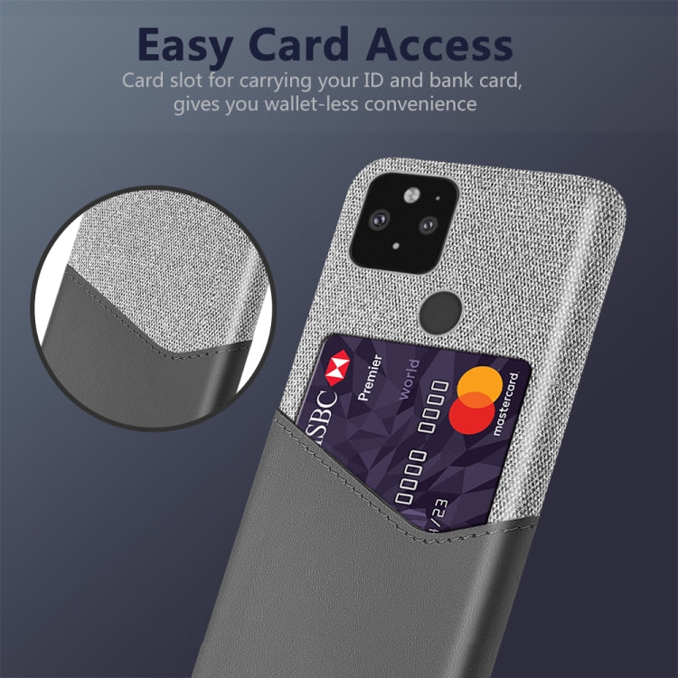 For Google Pixel 5 XL Cloth Texture PC + PU Leather Back Cover Shockproof Case with Card Slot