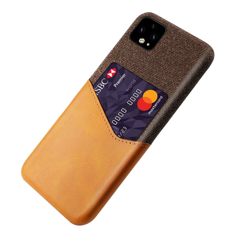 For Google Pixel 4 Cloth Texture PC + PU Leather Back Cover Shockproof Case with Card Slot
