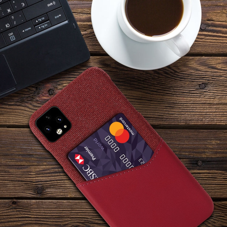 For Google Pixel 4 Cloth Texture PC + PU Leather Back Cover Shockproof Case with Card Slot