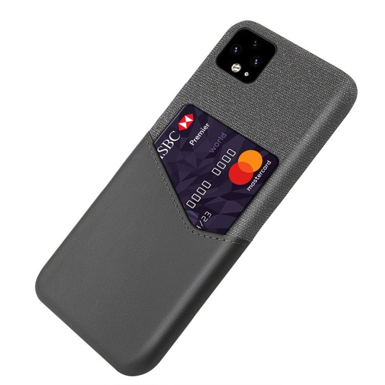 For Google Pixel 4 Cloth Texture PC + PU Leather Back Cover Shockproof Case with Card Slot
